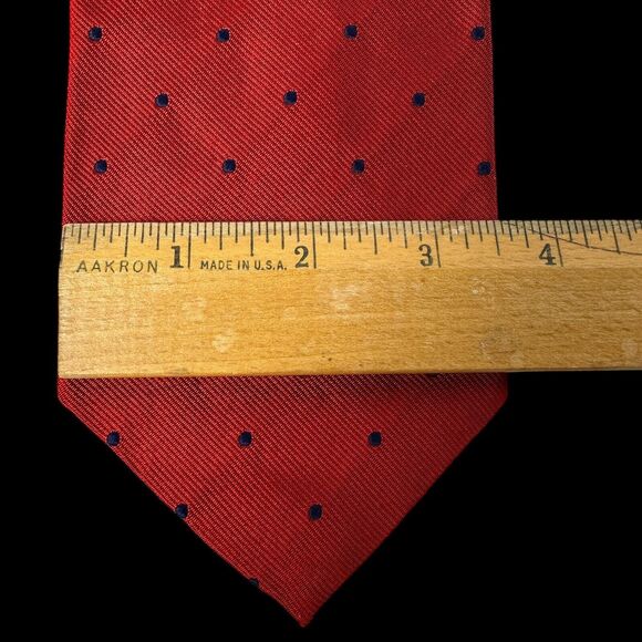 Vintage Brooks Brothers Tie Red/Blue Polka Dot Woven England Made USA Silk. 57” - Picture 10 of 16